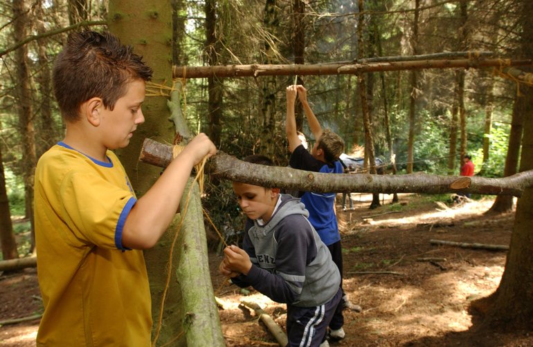 Children enjoying the woodlands Children enjoying the woodlands