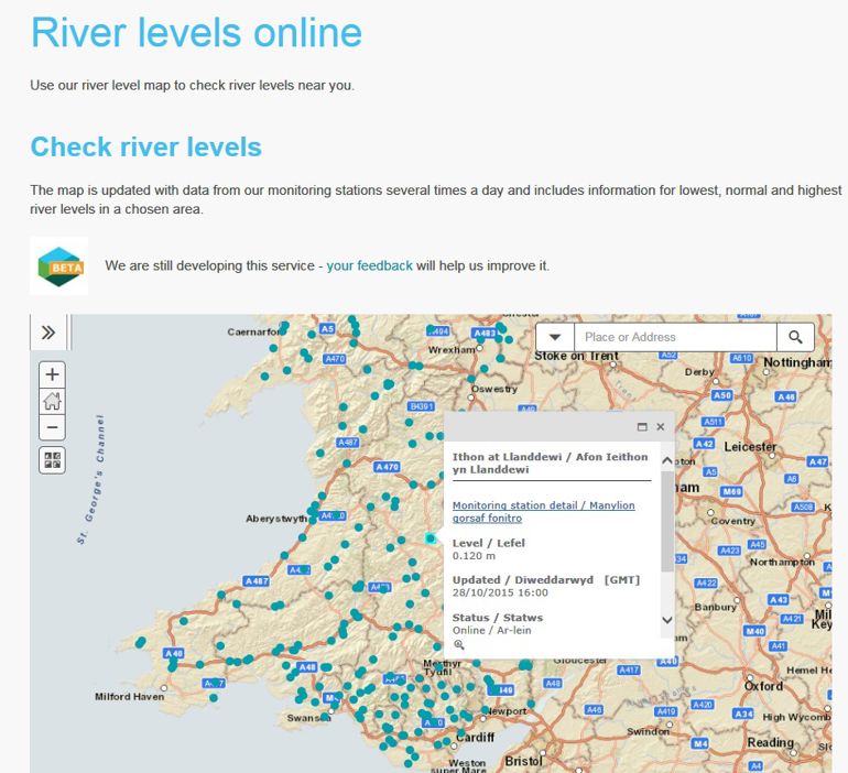 River levels online map River levels online map