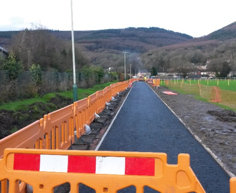 View of a path in Waunfawr Park that has been effected by the flood View of a path in Waunfawr Park that has been effected by the flood