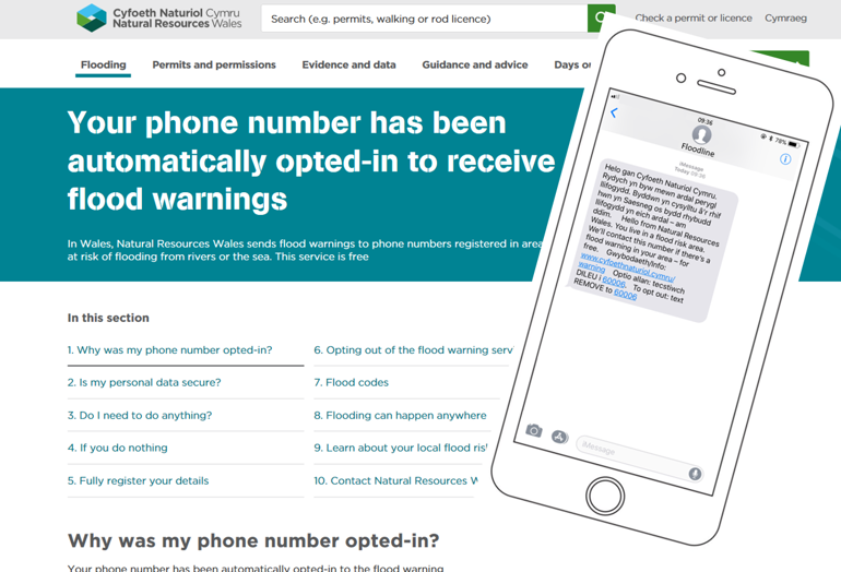 Your phone number has been automatically opted-in to receive flood warnings Your phone number has been automatically opted-in to receive flood warnings