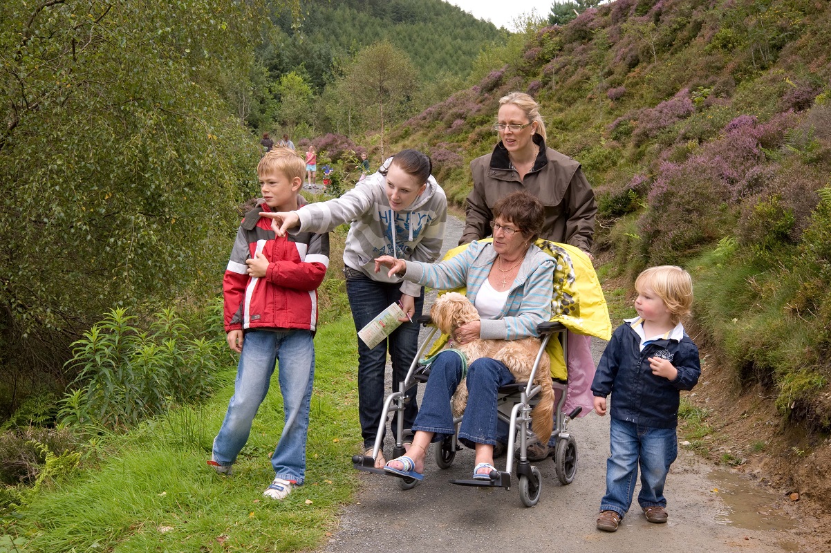 A group of people on an accessible trail
