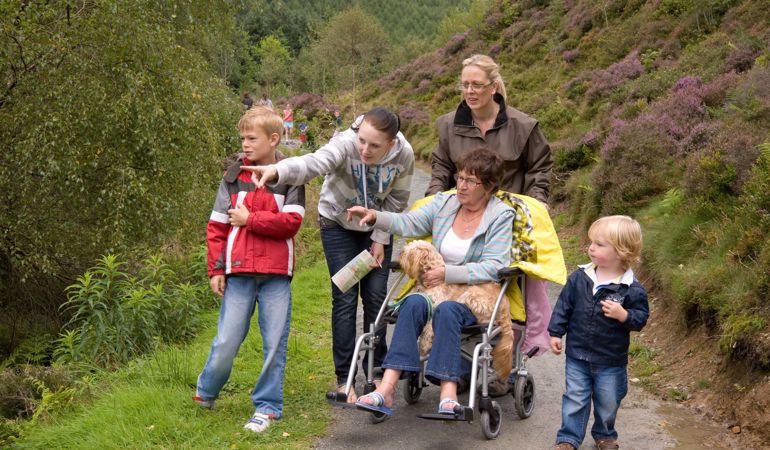 A group of people on an accessible trail A group of people on an accessible trail